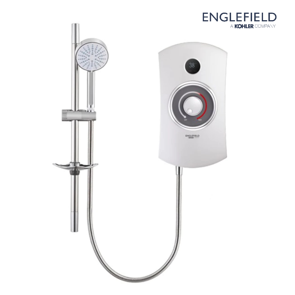 ENGLEFIELD Orbis x plus electric shower 4.5kW เครื่องทำน้ำอุ่นดิจิตอล 4.5kW รุ่นออบิสเอ็กส์พลัส สีขาวมุก K-27846X-WHP