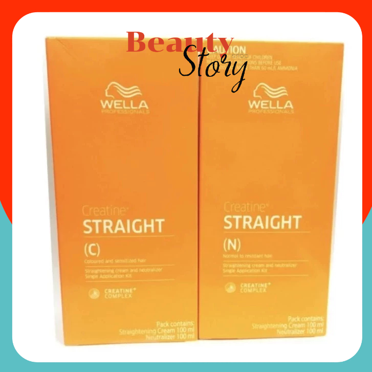 Wella professionals creatine straight น้ำยายืดผม ครีมยืดผม โปรเฟสชั่นแนลส์ ยืด เวลล่า ( N , C )