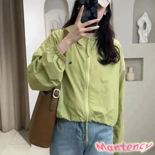 เสื้อแจ็คเก็ตป้องกันแสงแดดหลวมสั้นผู้หญิงเสื้อบางฤดูร้อนเสื้อแจ็คเก็ตคลุมด้วยผ้าอเนกประสงค์-MTY