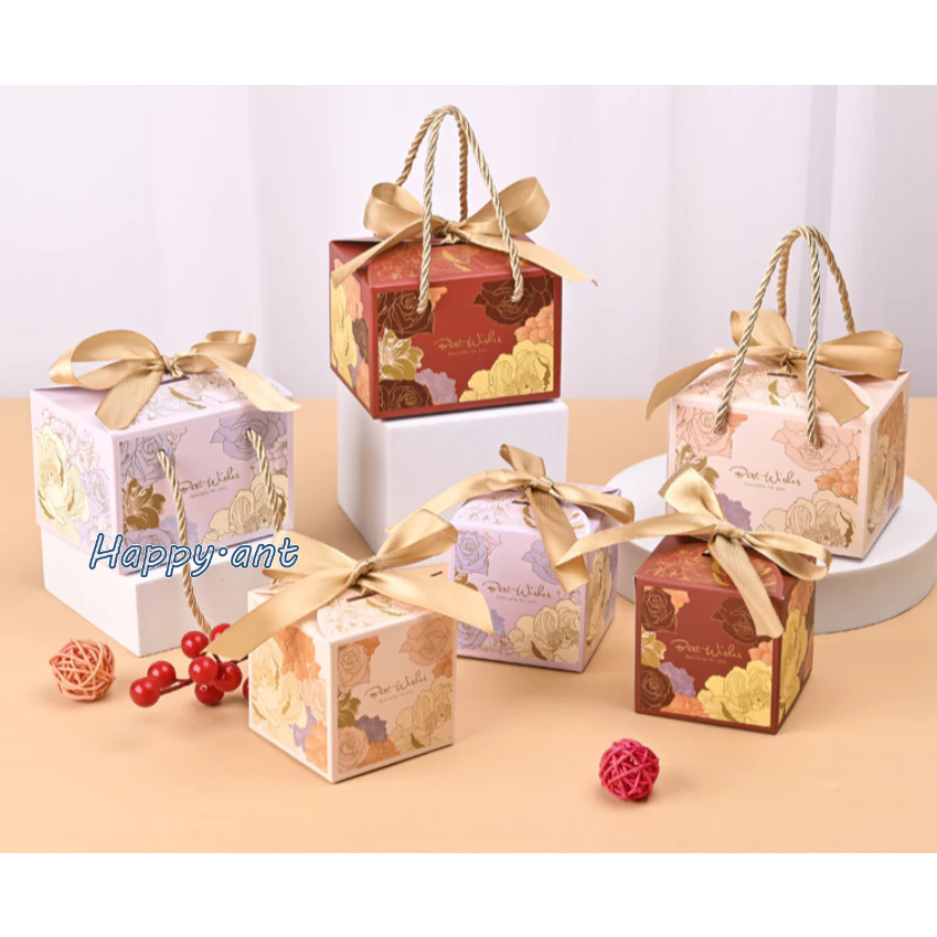 ✅✅ราคาส่ง✅✅ กล่องของขวัญ BOX กล่องสี่เหลี่ยม กล่องดอกไม้ ของชำร่วย งานแต่ง พร้อมโบว์ สินค้าพร้อมส่ง