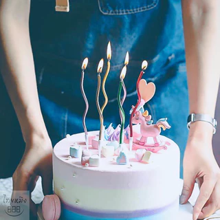 เทียนวันเกิด แบบเกลียว สีทูโทนสีพาสเทล(ยกลัง50กล่อง)