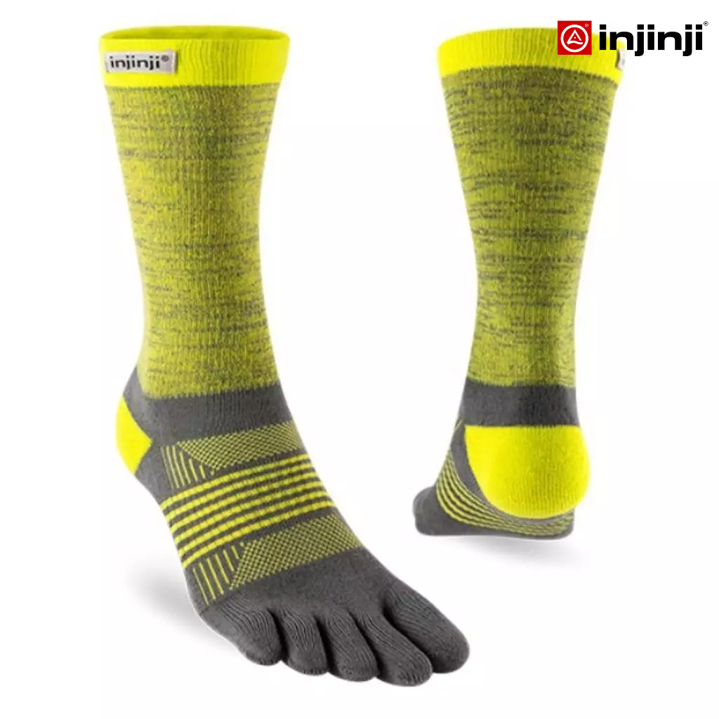Injinji ถุงเท้าวิ่งแยกนิ้ว ผู้หญิง WMN TRAIL MW CREW LIGHTNING รุ่นเทรล ครึ่งแข้ง สีเหลือง ของแท้