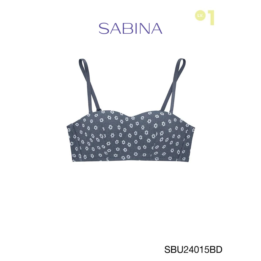 Sabina Pretty Perfect Level 1 เสื้อชั้นใน เกาะอก ไร้โครง รหัส SBU24015BD - สีน้ำเงินเข้ม