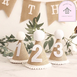 หมวกผ้า ตัวเลข วันเกิด  มินิมอล เครื่องประดับปาร์ตี้ สำหรับเ…