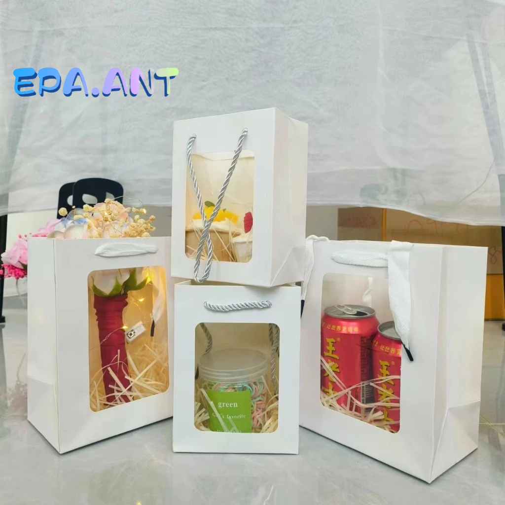 🌷EPA🌷ถุงกระดาษหน้าใสสีขาว โชว์ของ โชว์สินค้า ใส่แก้ว ใส่ของชำร่วย