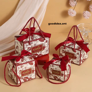 GIDA✏️พร้อมส่ง กล่องของขวัญ กล่องพิมพ์ลายดอกไม้ ใส่ของชำร่วย กระดาษพิมพ์ลาย