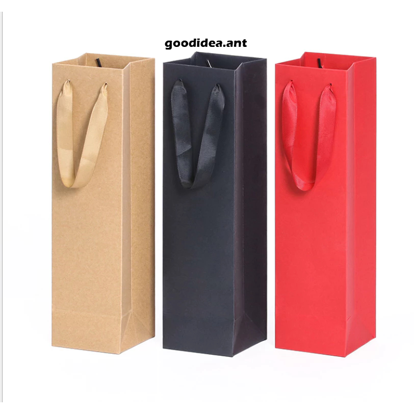 GIDA✏️ พร้อมส่ง ถุงขวดไวน์ กระดาษคราฟท์ใส่ขวด  ทรงยาว ถุงใส่ของ ราคา 11บาท