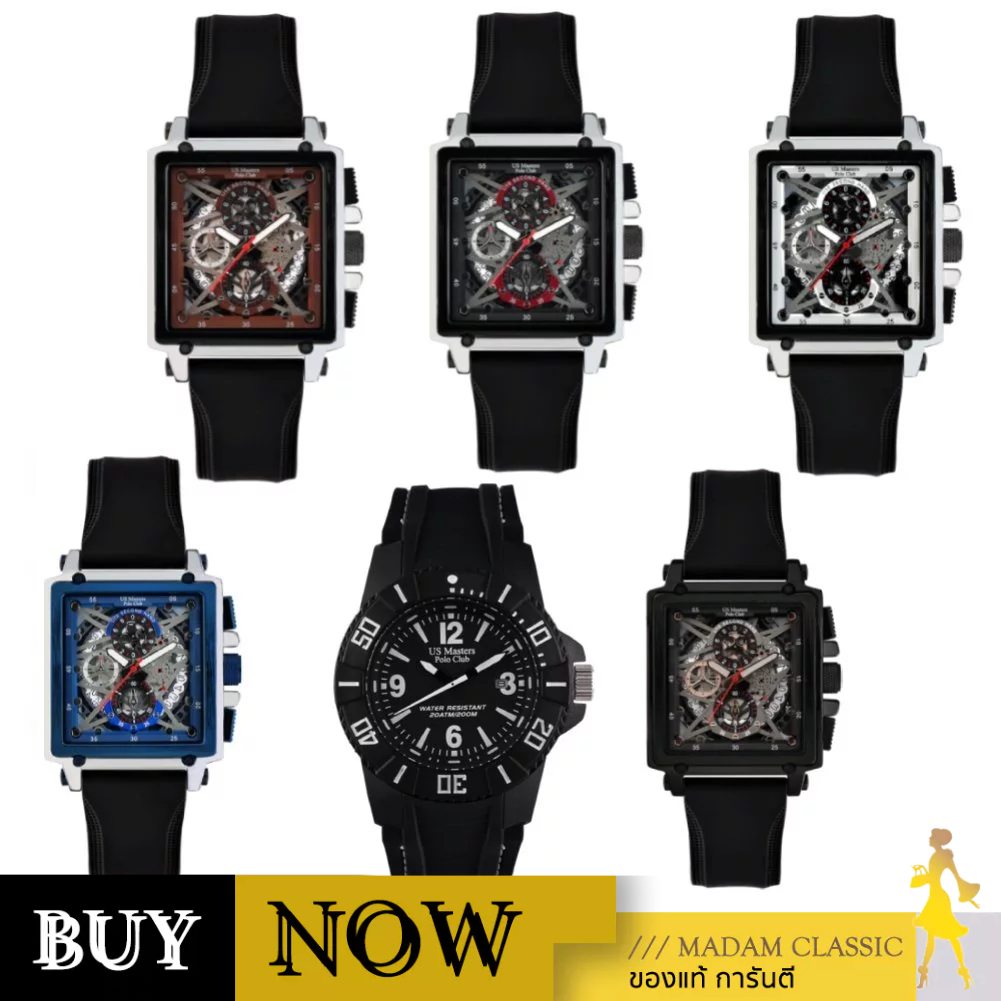 [Pre-Order จัดส่ง 7-9 วัน] นาฬิกาข้อมือ US MASTERS POLO CLUB รุ่นUSM-DK06-BK-BR ,USM-DK06-BK-RD