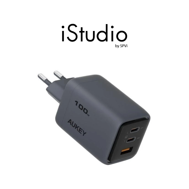 อะแดปเตอร์ AUKEY Wall USB Charger 1 USB-A / 2 USB-C (PD100W) GaN Gray (PA-C5) (TISI)