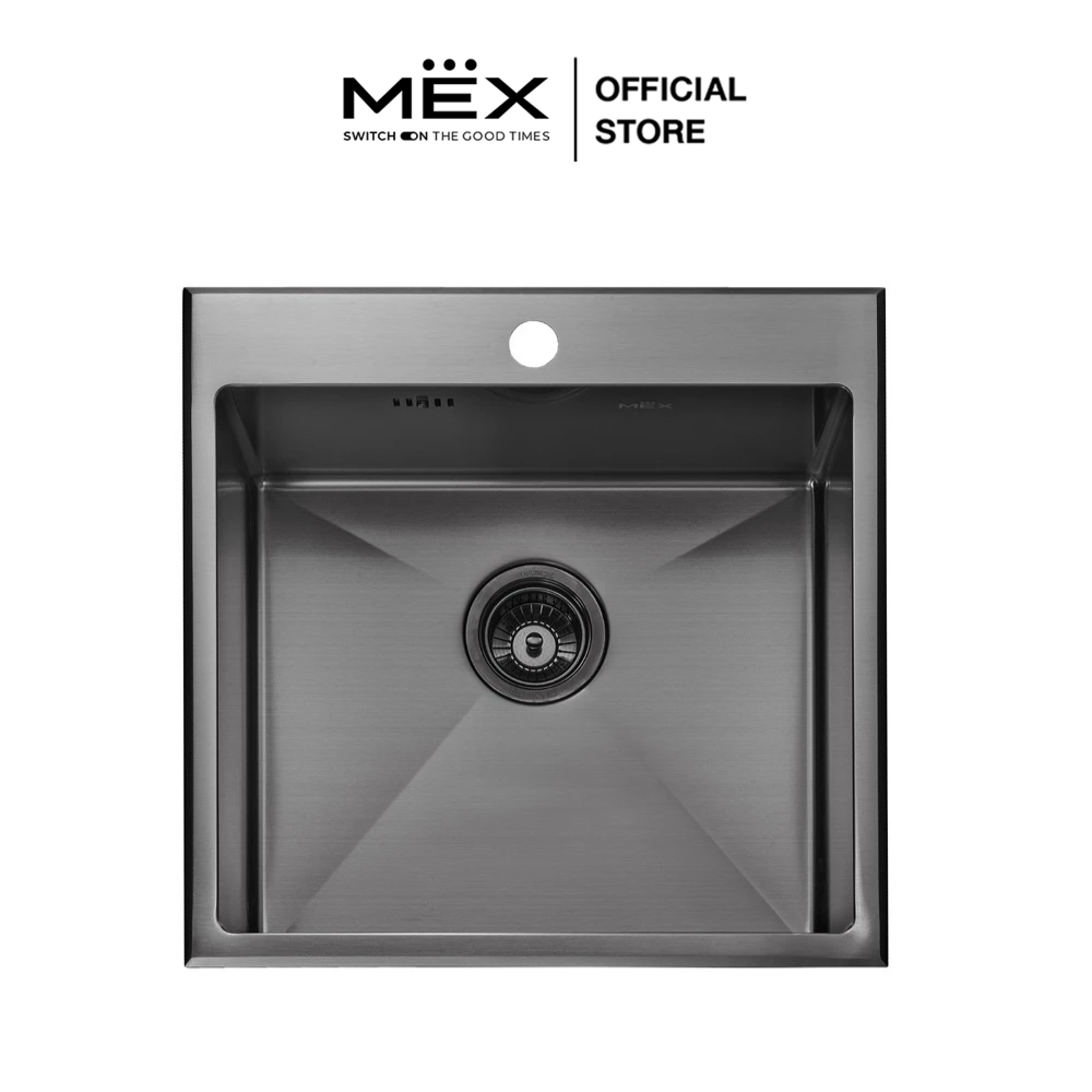 MEX รุ่น SC50GM อ่างล้างจาน 1 หลุม ขนาดอ่าง 50 x 50 ซม. สเตนเลส สตีล AISI 304 (สี Grey Metal)