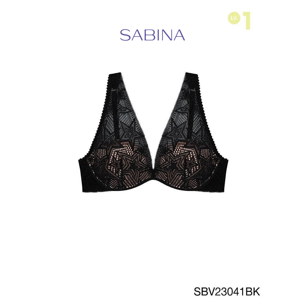 Sabina Basic Lace Summer 24 Level 1 เสื้อชั้นใน  มีโครง รหัส SBV23041BK - สีดำ
