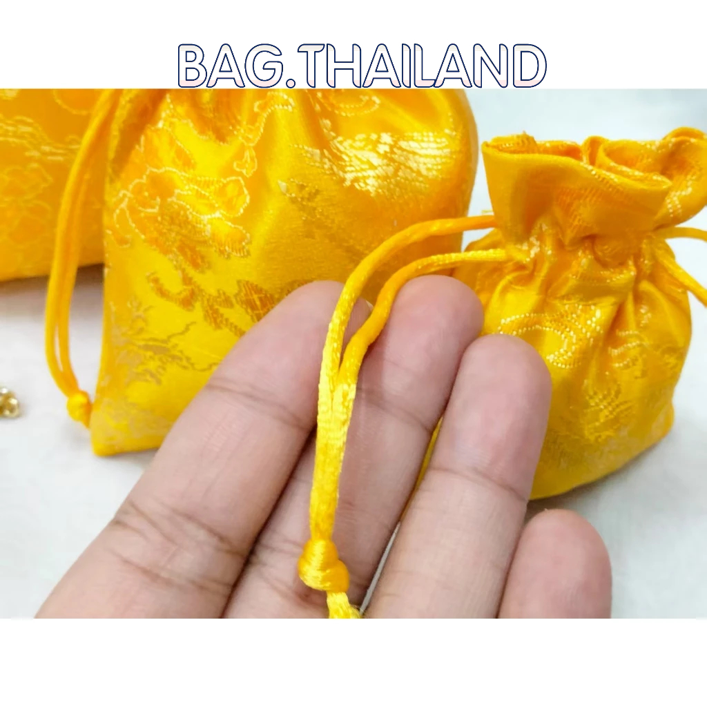 ถุงผ้าหูรูด ถุงสีแดงมงคล ถุงแดงลายมังกร กระเป๋าเชือกรูด ใส่เครื่องประดับของขวัญชำร่วย ใส่ทอง พระ ผ้าจีนนำโชค - รูปที่ 3