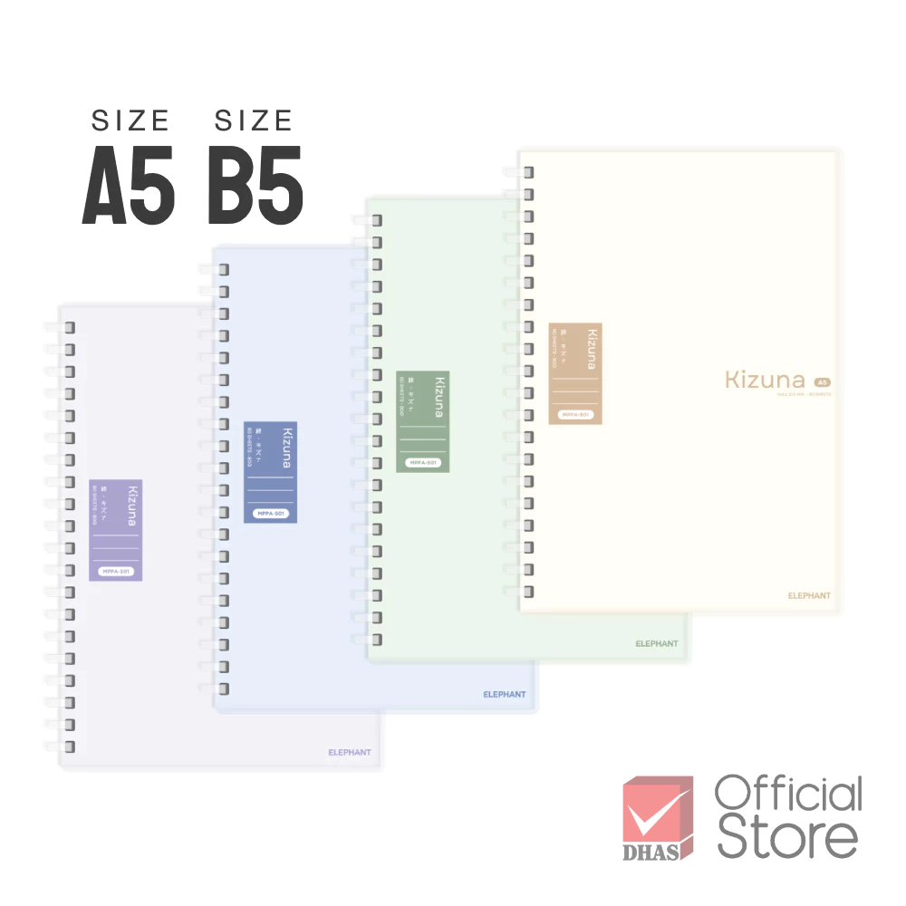 Elephant สมุด สมุดสันห่วงพลาสติก 80G 80S Kizuna (คละสี) จำนวน 1 เล่ม