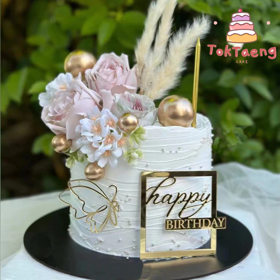 ป้ายปักเค้ก ป้ายปักเค้กวันเกิด ป้ายHBD ป้าย Happy Birthday ป้ายอะคริลิค ปลั๊กอิน ตกเเต่งเค้ก