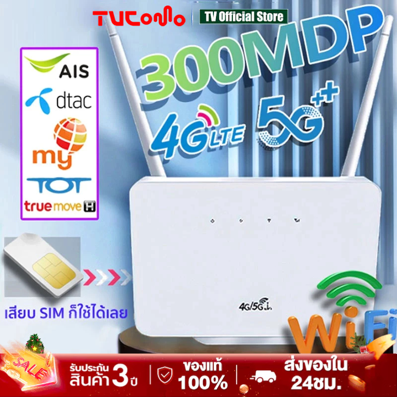 เร้าเตอร์ใส่ซิม เราเตอร์ 4G/5G Router wifi 300 Mbps 2.4Ghz ใช้ได้กับซิมทุกเครือข่าย เสียบใช้เลย