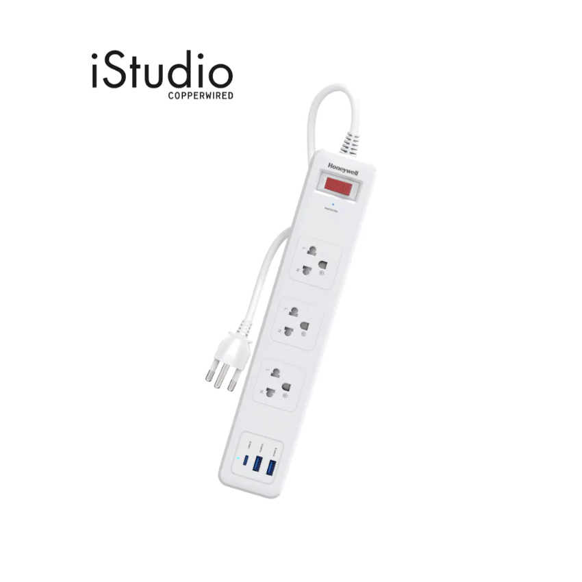 HONEYWELL รางปลั๊กไฟ Honeywell 3 Outlet Surge Protector พร้อม USB-C x 1, USB-A x 2 I iStudio by copperwired