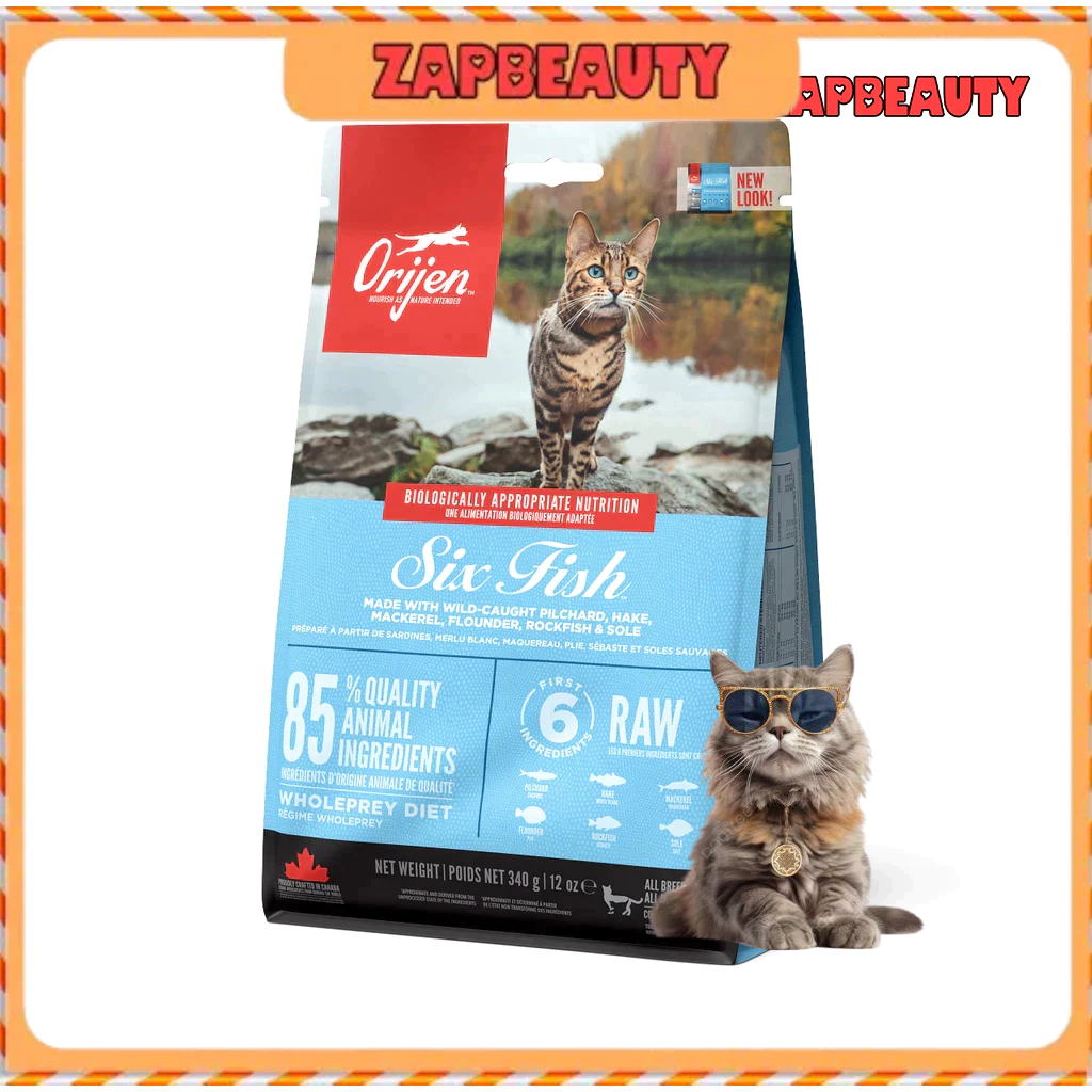 (5.4กก.) Orijen Six fish Cat อาหารแมว  สูตรปลา6ชนิด แมวโต (อาหารแมวเม็ด โอริเจน พรีเมี่ยม นำเข้า)