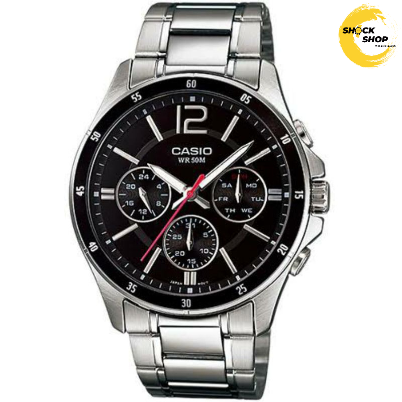 CASIO นาฬิกาข้อมือผู้ชาย รุ่น MTP-1374D วัสดุสเตนเลสสตีล สีเงิน คาสิโอ