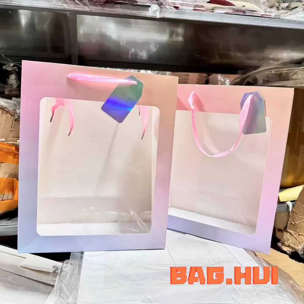 🍒🍒BH ถุงของขวัญ สีพาสเทล ชมพู ม่วง หน้าใส หูริบบิ้น ใส่ของชำร่วย พร้อมส่ง