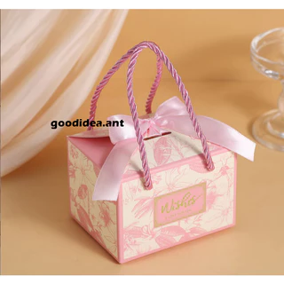 GIDA✏️พร้อมส่ง กล่องของขวัญ กล่องพิมพ์ลายดอกไม้ ใส่ของชำร่วย กระดาษพิมพ์ลาย(แพ็ค100PCS)