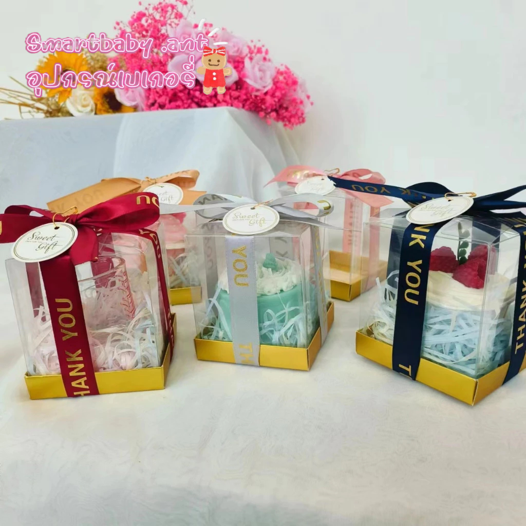 💥ถูกที่สุด💥กล่องเค้ก กล่องใส่ ใส่ของขวัญ ฟรีโบว์+ป้ายห้อย เลือกสีได้