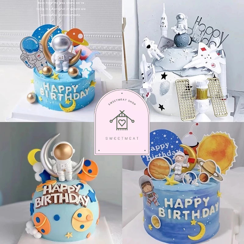โมเดล นักบินอวกาศ ธีมอวกาศ ตกแต่งเค้กวันเกิด จรวด เครื่องบิน ชุด7ชิ้น แต่งเค้ก 977 175 338 339 372 2205 2206 2207