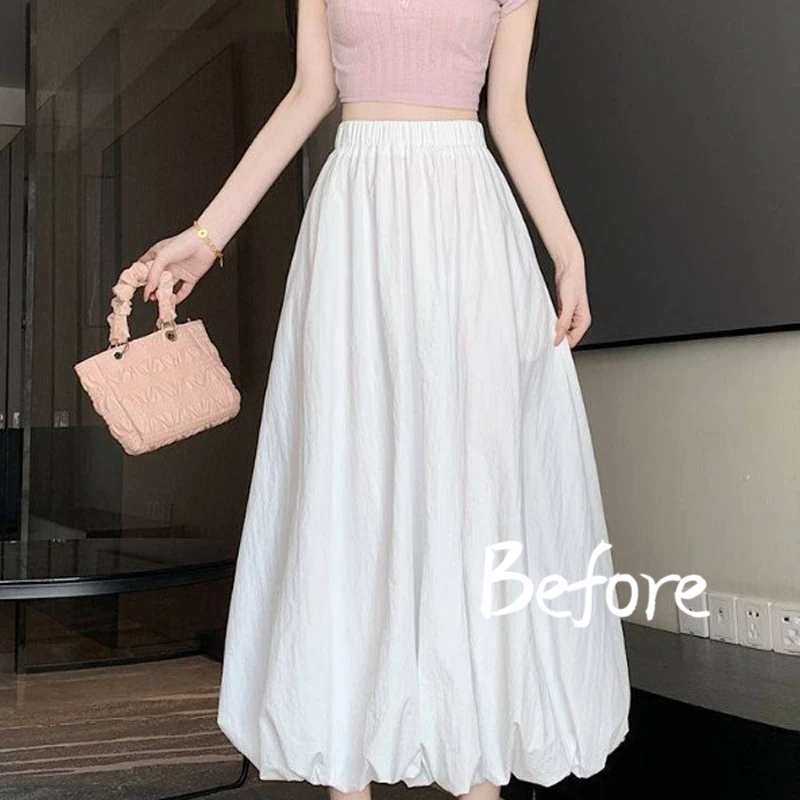 ฤดูร้อน High-end กระโปรง Elastic High เอว A-Line กระโปรงยาวผู้หญิงเผ็ดสาว Bud กระโปรง BF