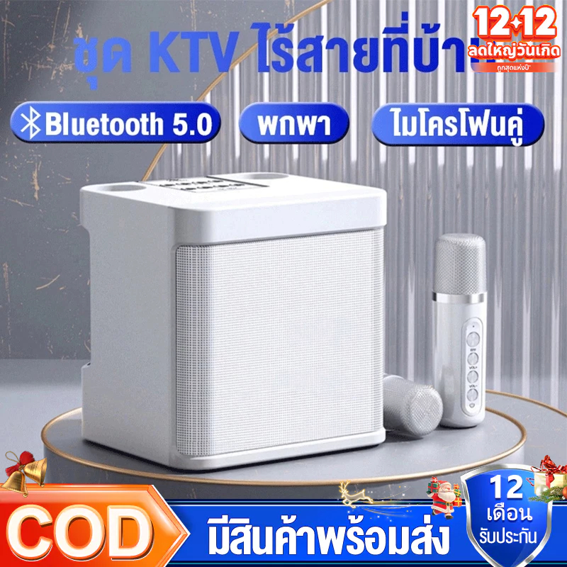 ไมโครโฟนคู่ ลำโพงบลูทูธ Blutooth Speake แบบพกพา YS-231 รองรับ USB/TF/AUX ลำโพงบลูทูธแบบพกพา คาราโอเก