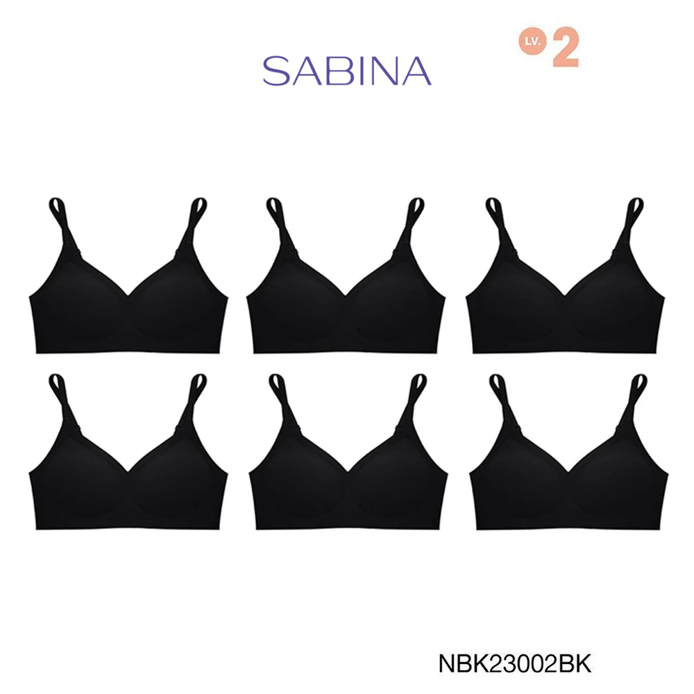 [Online Exclusive]Sabina Soft Collection (Set 6 ชิ้น) Level 2 เสื้อชั้นใน ไร้โครง รหัส NBK23002BK - 