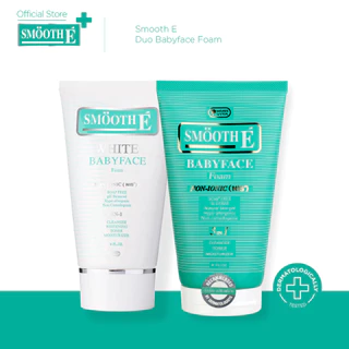 [แพ็คคู่สุดคุ้ม] Smooth E Duo Babyface Foam สมูทอี เบบี้เฟส โฟม pH5 ลดสิวผิวแข็งแรง สำหรับคนผิวมัน เป็นสิว 4 Oz.