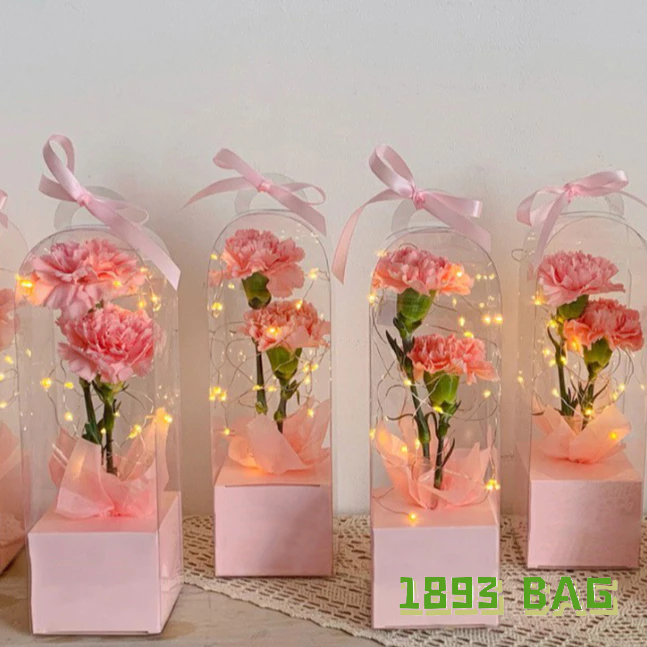 🍭 กล่องใส พลาสติก พร้อมฐานรอง กล่องของขวัญ กล่องใส่ดอกไม้ ของชำร่วย พร้อมส่ง