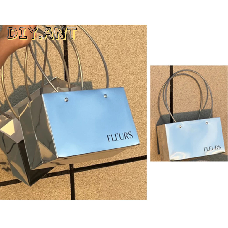 💐DIY💐ถุงกระดาษใส่สินค้า หนาพิเศษ ใส่ของขวัญ ใส่ของรับไหว้ สีเงิน มีหลายสี  22*10*26cm หลายขนาด