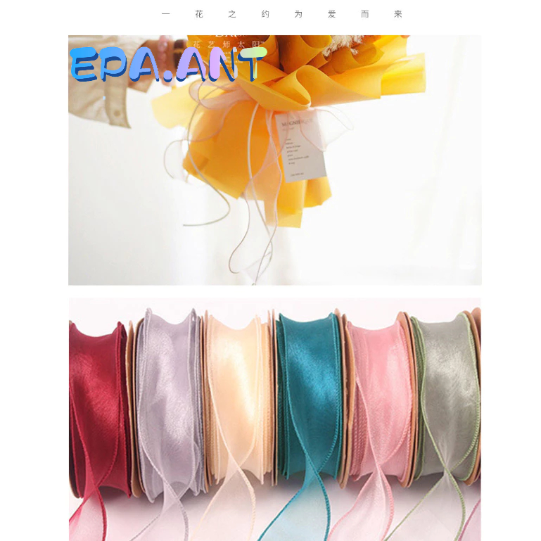 🎁ริบบิ้นผ้าแก้ว ริ้นบิ้นห่อของขวัญ ขนาด4cm*9m