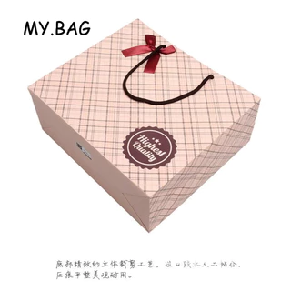 🌷🌷BAG🌷🌷 ถุงกระดาษ ลายสก็อต สีครีม สีน้ำเงิน ถุงใส่ของขวัญ แบบติดโบว์ กระดาษเงา ใส่เสื้อผ้า
