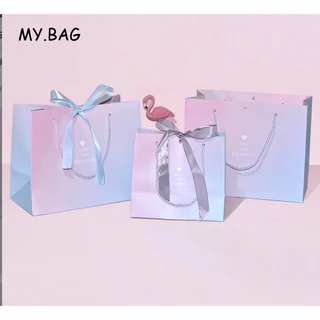 🌷🌷BAG🌷🌷 ถุงกระดาษสีพลาสเทล ใส่ของขวัญ ใส่ตุ๊กตา กระดาษหนาอย่างดี แถมโบว์ผูก