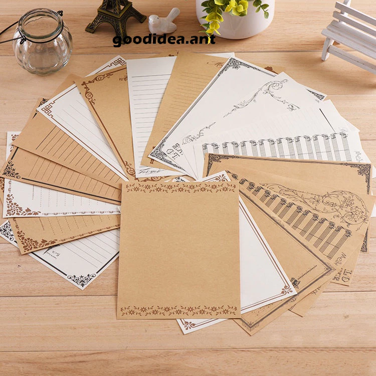 GIDA✏️ พร้อมส่ง กระดาษโน๊ต16แผ่นจดหมายวินเทจ บัตรอวยพรเขียนบันทึก