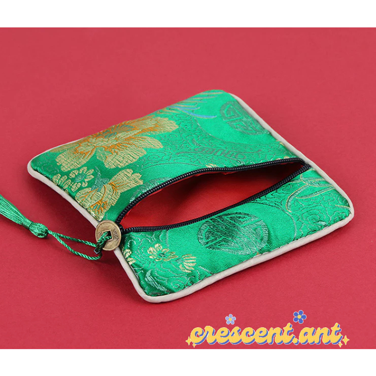 🍓CCT🍓กระเป๋าสตางค์ ห้อยเหรียญมงคล+พู่ ผ้าซาตินงานปักลายจีน รับทรัพย์ ใช้เป็นของขวัญ ของชำร่วย พร้อมส่ง - รูปที่ 2