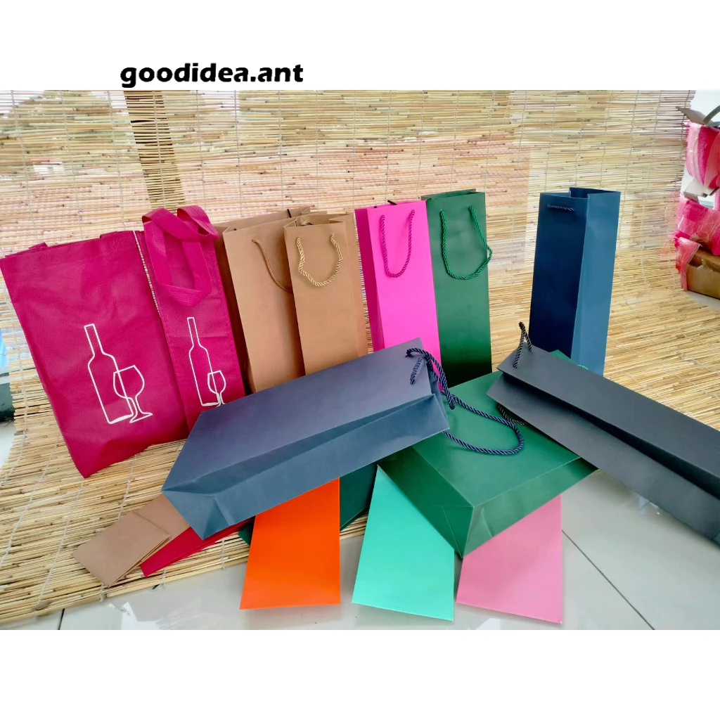GIDA✏️ พร้อมส่ง ถุงไวน์ กระดาษใส่ขวด ถุงกระดาษคราฟท์ทรงยาวใส่ของ