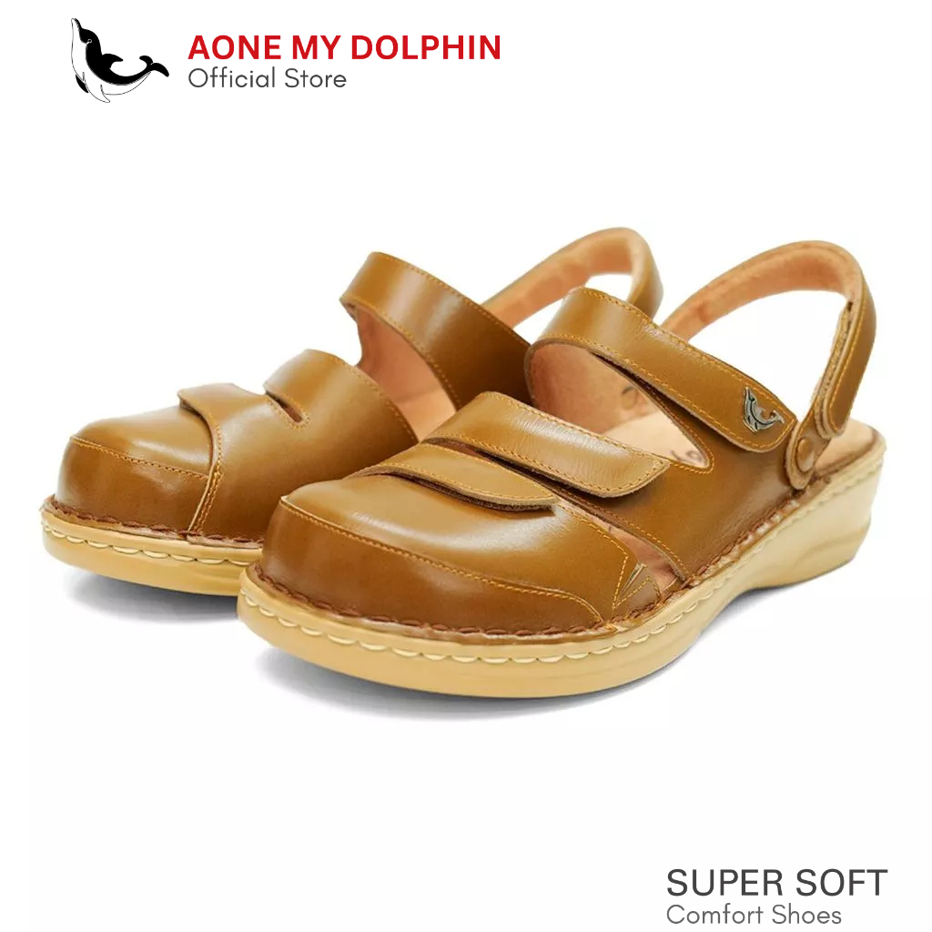 [ลิขสิทธิ์แท้] Aone My Dolphin - WD35-1 รองเท้าหนังแท้เพื่อสุขภาพ 3stap เพิ่มสายหลัง