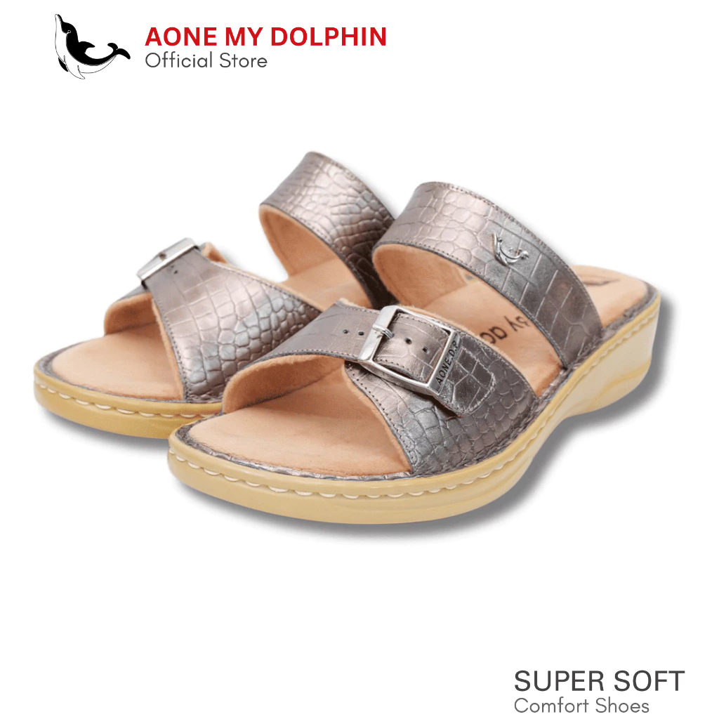 [ลิขสิทธิ์แท้] Aone My Dolphin - WD38-1 รองเท้าหนังแท้เพื่อสุขภาพ พื้นนุ่มพิเศษ