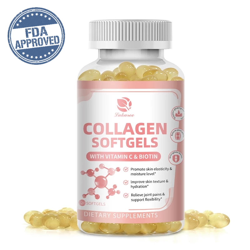 Lukaree  คอลลาเจนซอฟต์เจล - ผิวชุ่มชื้น เล็บแข็งแรง ผมหนาขึ้น  Protein ,Vitamin C,Biotin,Hydrolyzed 