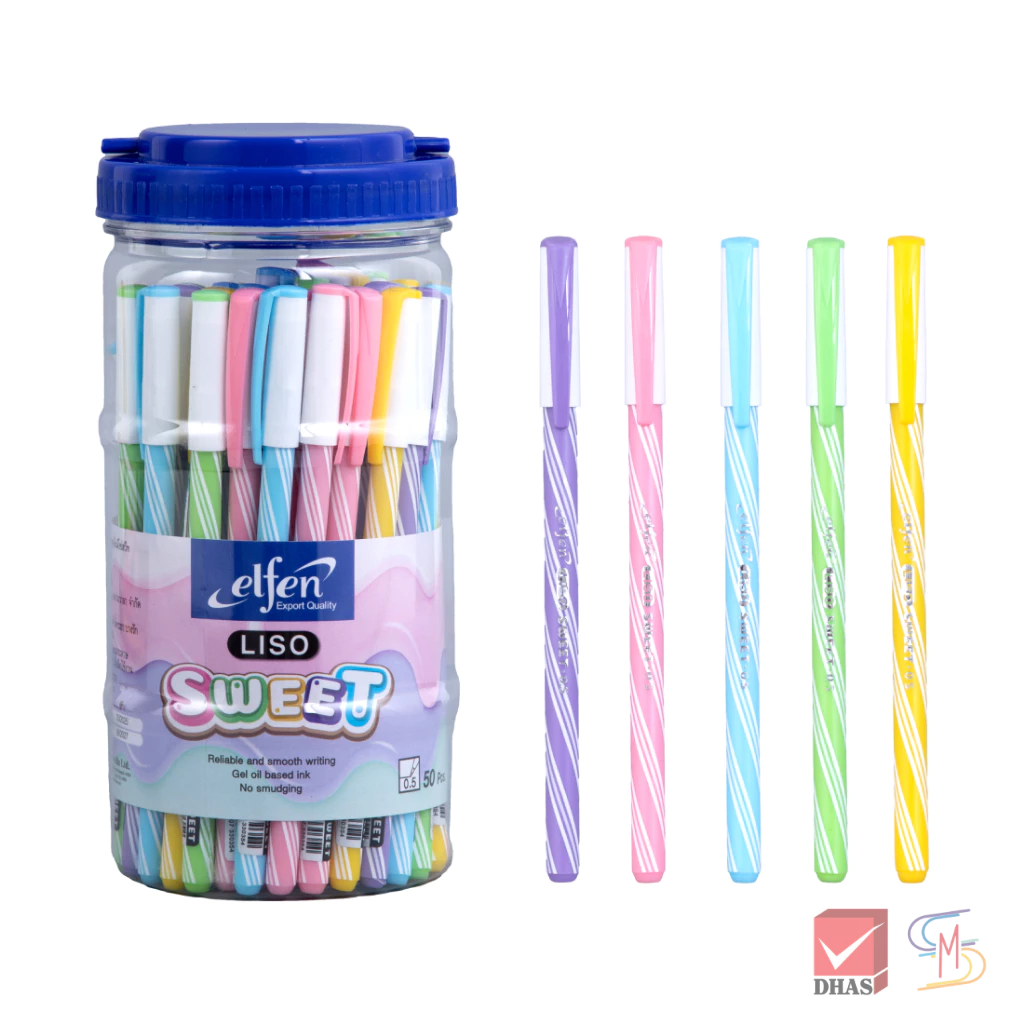 Elfen เอลเฟ่น ปากกา ปากกาลูกลื่น ลิโซ่สวีท น้ำเงิน 0.5 จำนวน 50 ด้าม