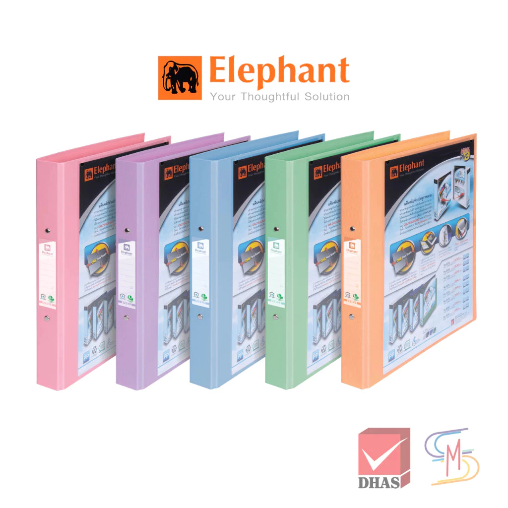 Elephant ตราช้าง แฟ้ม แฟ้มห่วง 2 ห่วง รุ่น 221VB วิวบายเดอร์ สีพาสเทล จำนวน 1 แฟ้ม
