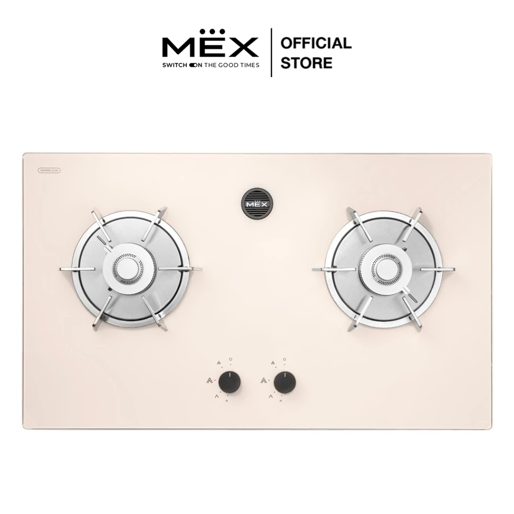 (NEW) MEX รุ่น V626CR เตาแก๊สฐานกระจก Tempered Glass ขนาด 78 ซม. (สีครีม)