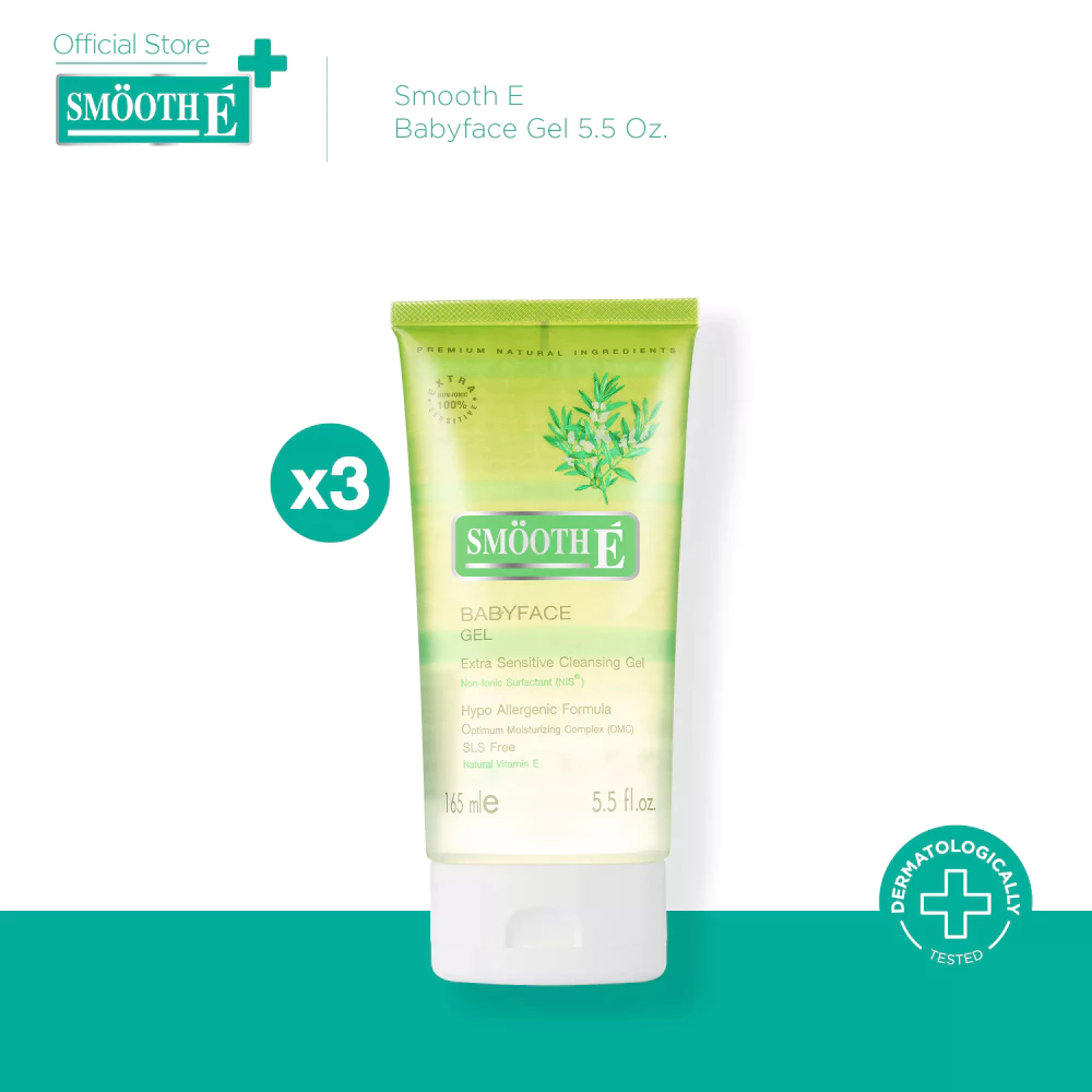 [แพ็ค 3] Smooth E Babyface Gel 5.5 Oz. เจลล้างหน้า สูตรไม่มีฟอง100% ไม่มีประจุไฟฟ้า ไม่ทิ้งสารตกค้าง เบบี้เฟส เจล