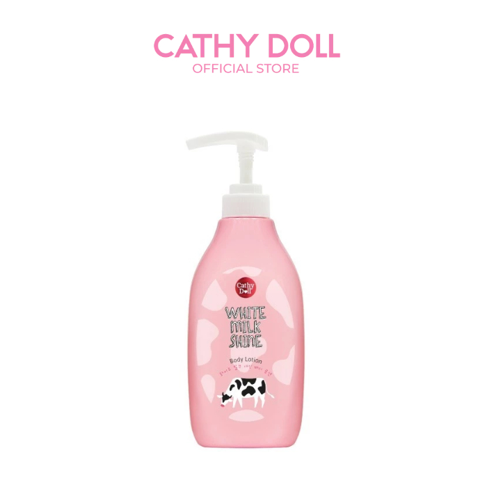 Cathy Doll ไวท์มิลค์ไชน์ บอดี้โลชั่น 450ml บอดี้โลชั่นนมสด สูตรล็อกผิวขาวผสมน้ำนมเกาหลี