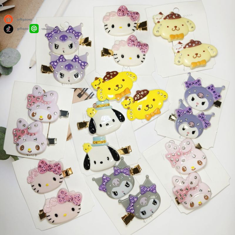 พร้อมส่ง ลงเพิ่มแล้ว กิ๊บหนีบซานริโอ้หัวเพชร งานเทียบ ติดซ้าย-ขวา งานตามหา ราคาต่อคู่