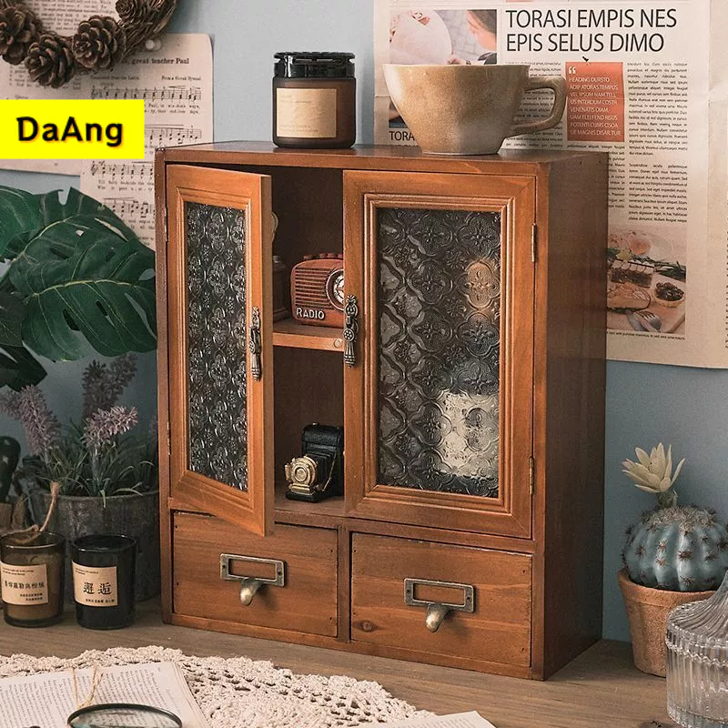 ตู้เก็บของตั้งโต๊ะ โต๊ะเครื่องแป้งชั้นเก็บน้ำหอม กล่องใส่เครื่องประดับวินเทจ