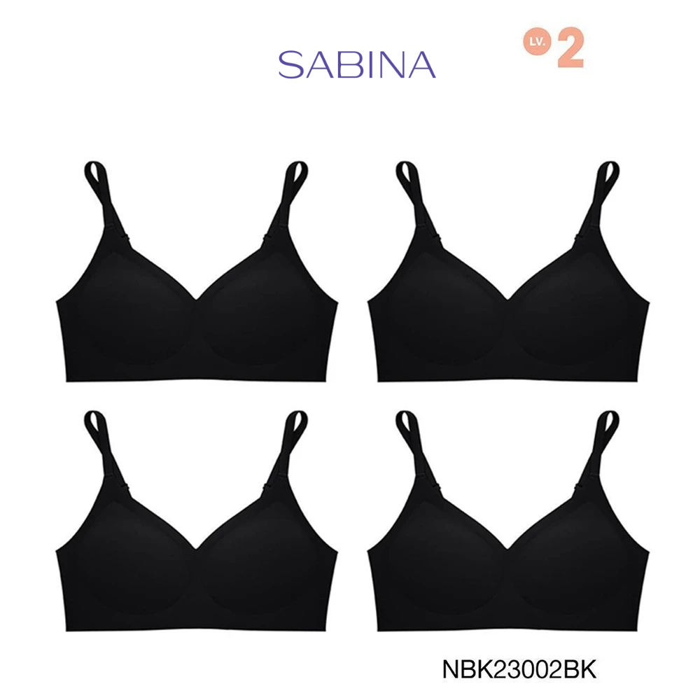 [Online Exclusive]Sabina Soft Collection (Set 4 ชิ้น) Level 2 เสื้อชั้นใน ไร้โครง รหัส NBK23002BK - 