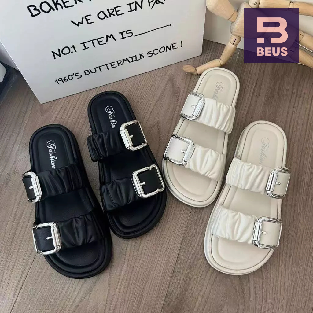 รองเท้าแตะผู้หญิง Beus รองเท้าแฟชั่นหญิง รุ่นB2 รองเท้าหัวเข็มขัด เบานุ่ม ผลิตจากยาง PVCสวมใส่สบายเท้ามากๆ ราคา ถูกที่สุด ดีลบีเคเค แกลเลอรีภาพที่ 4